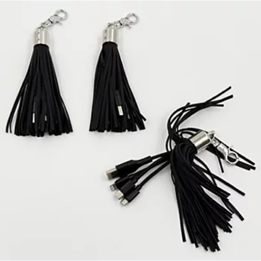 Bolsetta Universal Charging Tassels for Apple & Android - 3 Pack - Black